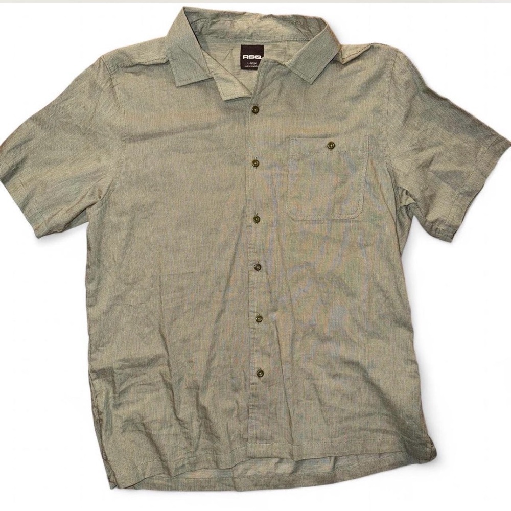 RSQ Olive Green Short Sleeve Button Up Shirt Size Large